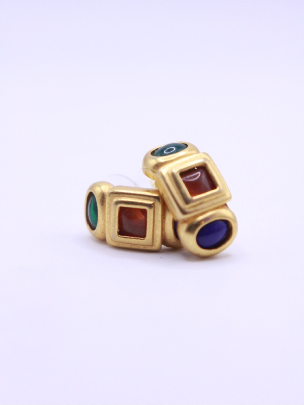 Carolee Satin Gold-Tone Multi-colored Square Oval & Round Cabochons